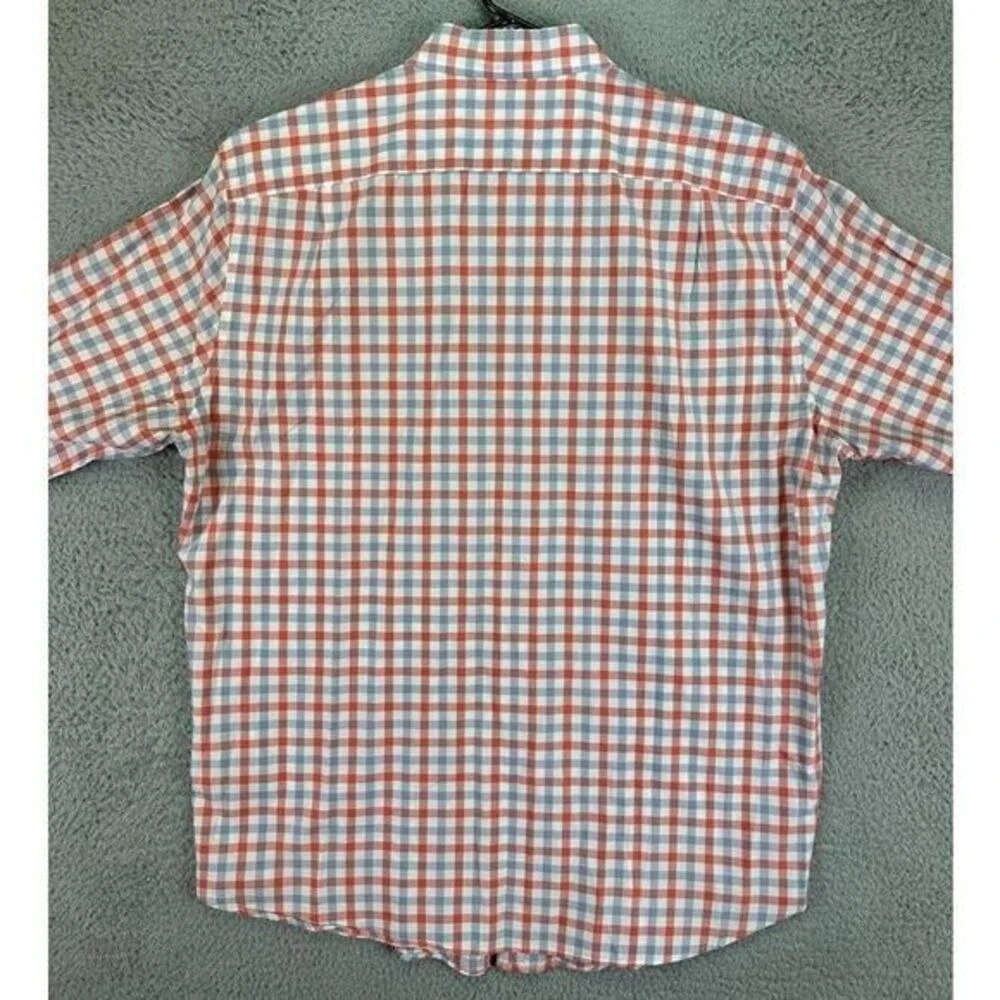 J Crew Button Down Shirt Adult Large Red Blue Plaid Lightweight Long Sleeve Mens